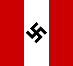 [red-white-red vertical triband, black swastika centered]